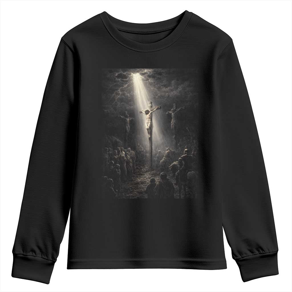 Jesus Christ Crucifixion Scene Religious Christian Easter Youth Sweatshirt TS11 Black Print Your Wear