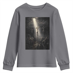 Jesus Christ Crucifixion Scene Religious Christian Easter Youth Sweatshirt TS11 Charcoal Print Your Wear