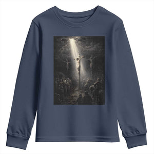 Jesus Christ Crucifixion Scene Religious Christian Easter Youth Sweatshirt TS11 Navy Print Your Wear