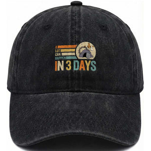 Easter A Lot Can Happen In 3 Days Religious Washed Cotton Baseball Cap TS11 Washed Cap Universal Fit Black Print Your Wear