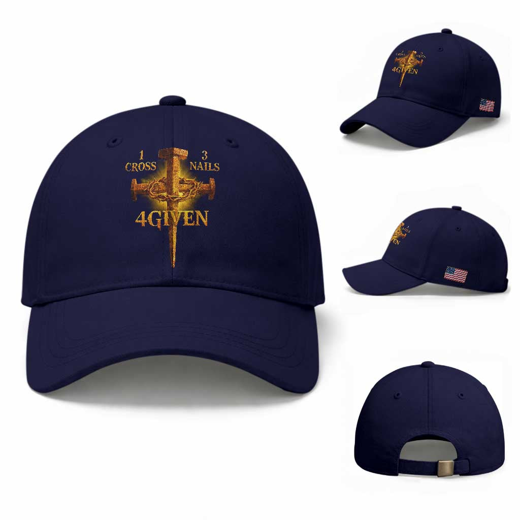 Christian One Cross Three Nails Four Given Baseball Cap Jesus God TS11 Baseball Cap Universal Fit Dark Blue Print Your Wear