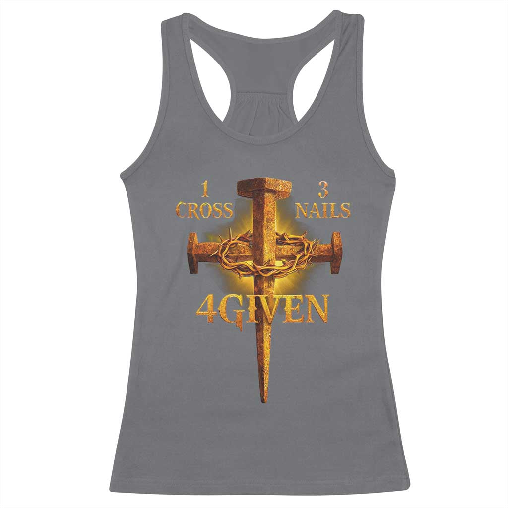 Christian One Cross Three Nails Four Given Racerback Tank Top Jesus God TS11 Charcoal Print Your Wear