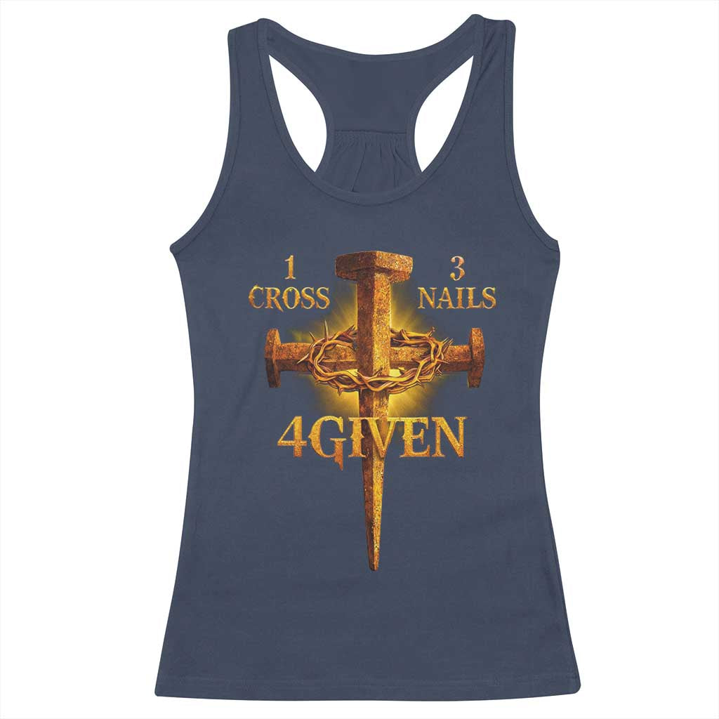 Christian One Cross Three Nails Four Given Racerback Tank Top Jesus God TS11 Navy Print Your Wear