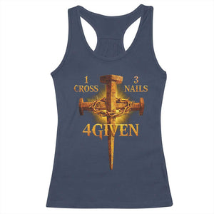 Christian One Cross Three Nails Four Given Racerback Tank Top Jesus God TS11 Navy Print Your Wear
