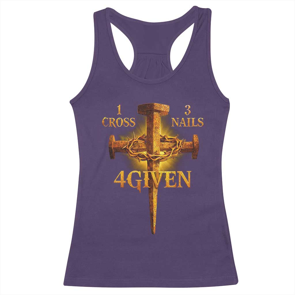 Christian One Cross Three Nails Four Given Racerback Tank Top Jesus God TS11 Purple Print Your Wear