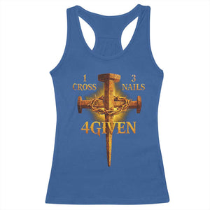 Christian One Cross Three Nails Four Given Racerback Tank Top Jesus God TS11 Royal Blue Print Your Wear