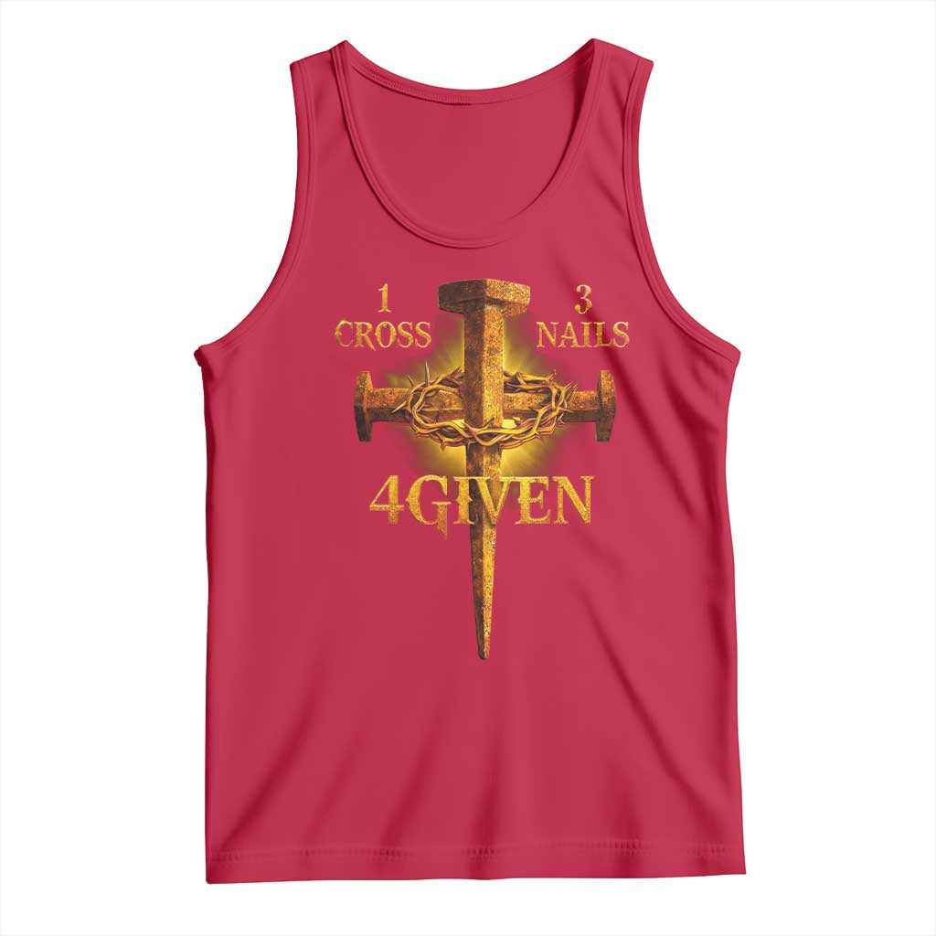 Christian One Cross Three Nails Four Given Tank Top Jesus God TS11 Red Print Your Wear