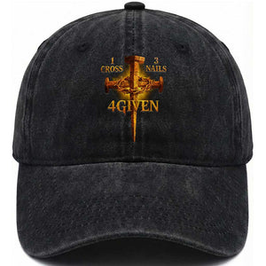 Christian One Cross Three Nails Four Given Washed Cotton Baseball Cap Jesus God TS11 Print Your Wear