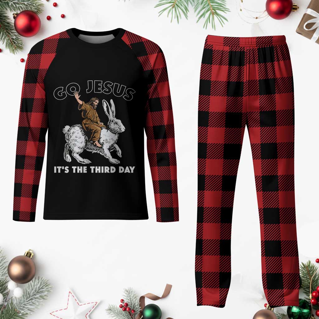 Funny Christian Easter Plaid Pajama Set Go Jesus It Is The Third Day Religious Bunny TS11 Buffalo Plaid Print Your Wear