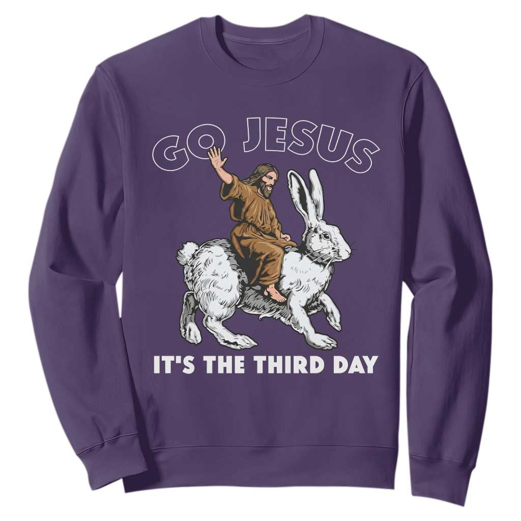 Funny Christian Easter Sweatshirt Go Jesus It Is The Third Day Religious Bunny TS11 Purple Print Your Wear