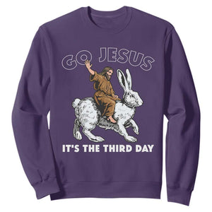 Funny Christian Easter Sweatshirt Go Jesus It Is The Third Day Religious Bunny TS11 Purple Print Your Wear