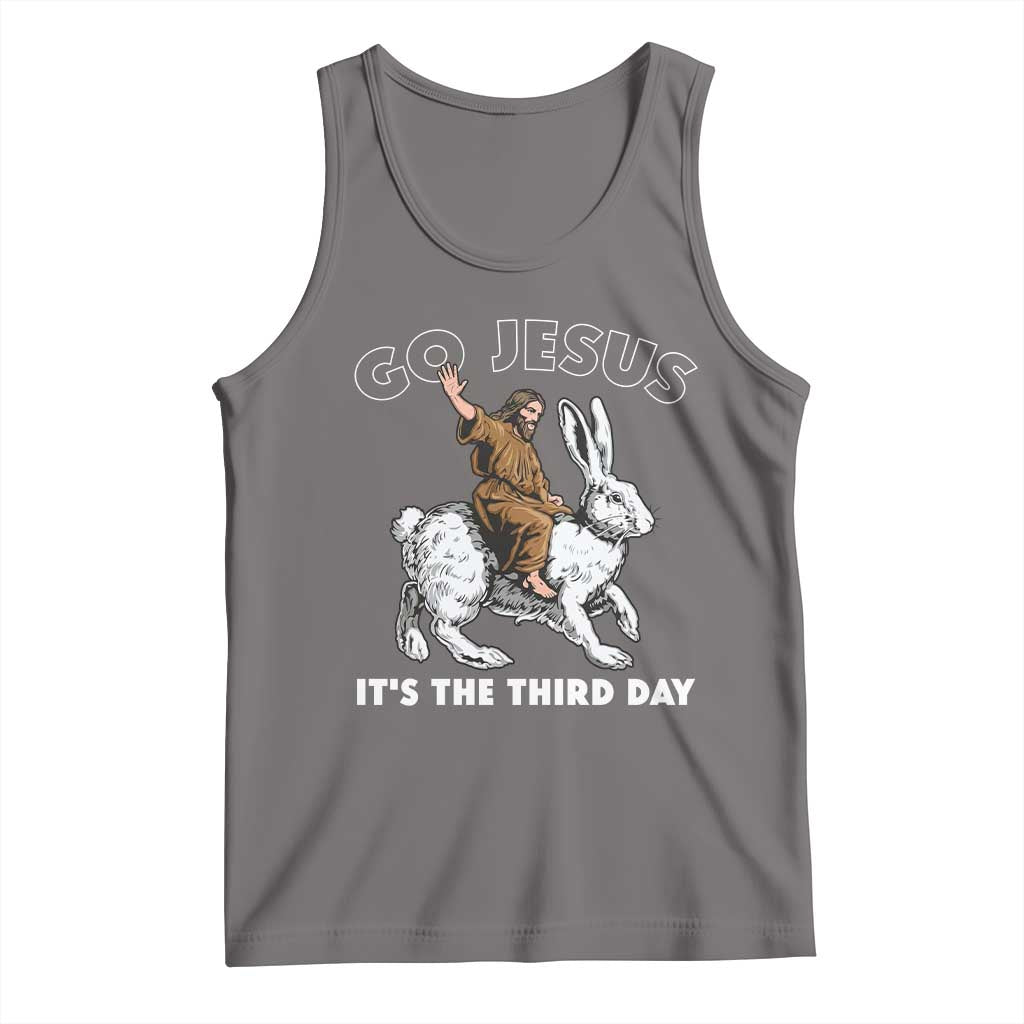 Funny Christian Easter Tank Top Go Jesus It Is The Third Day Religious Bunny TS11 Deep Heather Print Your Wear