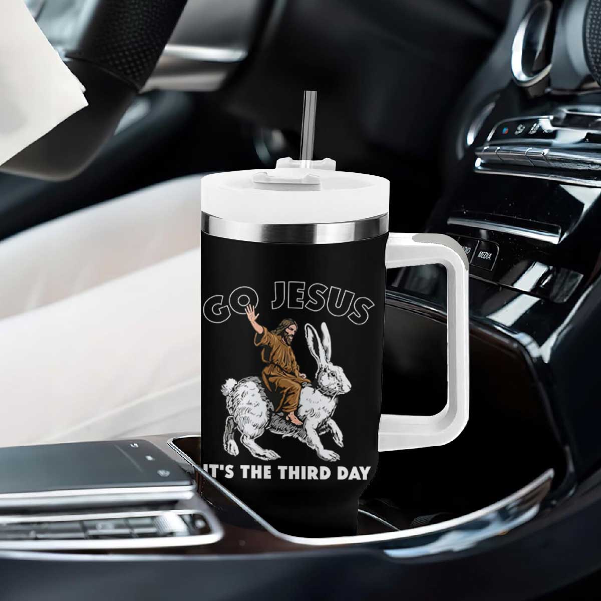 Funny Christian Easter Tumbler With Handle Go Jesus It Is The Third Day Religious Bunny TS11 Print Your Wear