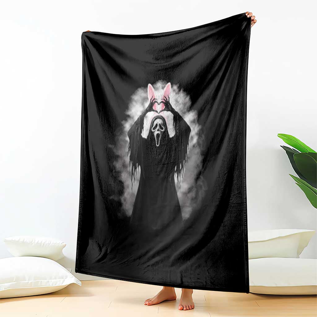 Funny Scary Bunny Face Ghost Heart Hand Sign Easter Day Throw Blanket TS11 Print Your Wear