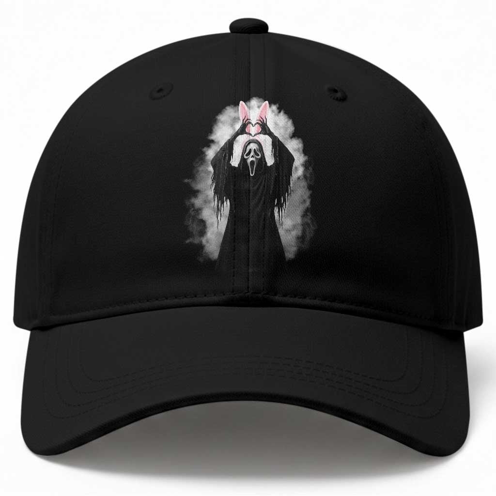 Funny Scary Bunny Face Ghost Heart Hand Sign Easter Day Baseball Cap TS11 Print Your Wear