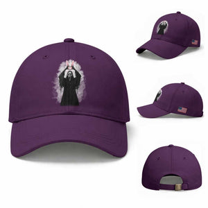 Funny Scary Bunny Face Ghost Heart Hand Sign Easter Day Baseball Cap TS11 Baseball Cap Universal Fit Purple Print Your Wear