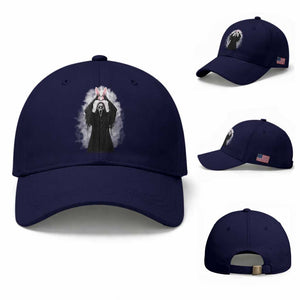 Funny Scary Bunny Face Ghost Heart Hand Sign Easter Day Baseball Cap TS11 Baseball Cap Universal Fit Dark Blue Print Your Wear