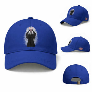 Funny Scary Bunny Face Ghost Heart Hand Sign Easter Day Baseball Cap TS11 Baseball Cap Universal Fit Royal Blue Print Your Wear
