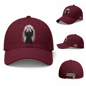 Funny Scary Bunny Face Ghost Heart Hand Sign Easter Day Baseball Cap TS11 Baseball Cap Universal Fit Maroon Print Your Wear