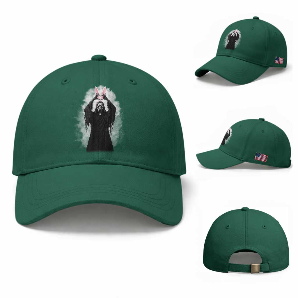 Funny Scary Bunny Face Ghost Heart Hand Sign Easter Day Baseball Cap TS11 Baseball Cap Universal Fit Irish Green Print Your Wear