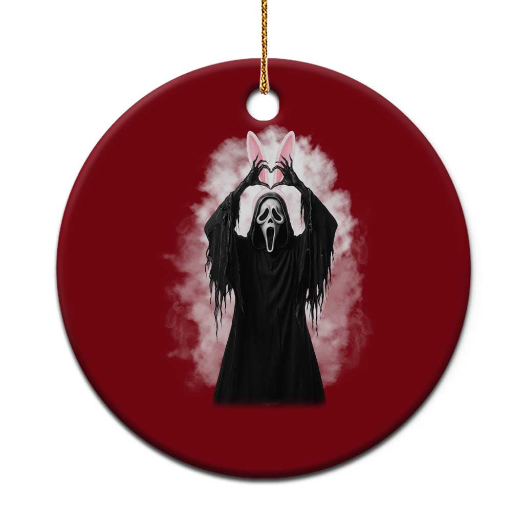 Funny Scary Bunny Face Ghost Heart Hand Sign Easter Day Ceramic Ornament TS11 1pc Red Print Your Wear