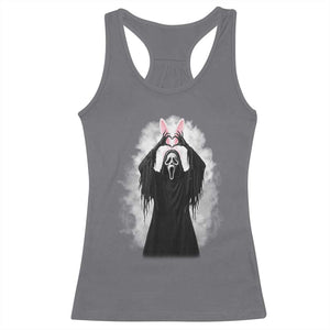 Funny Scary Bunny Face Ghost Heart Hand Sign Easter Day Racerback Tank Top TS11 Charcoal Print Your Wear