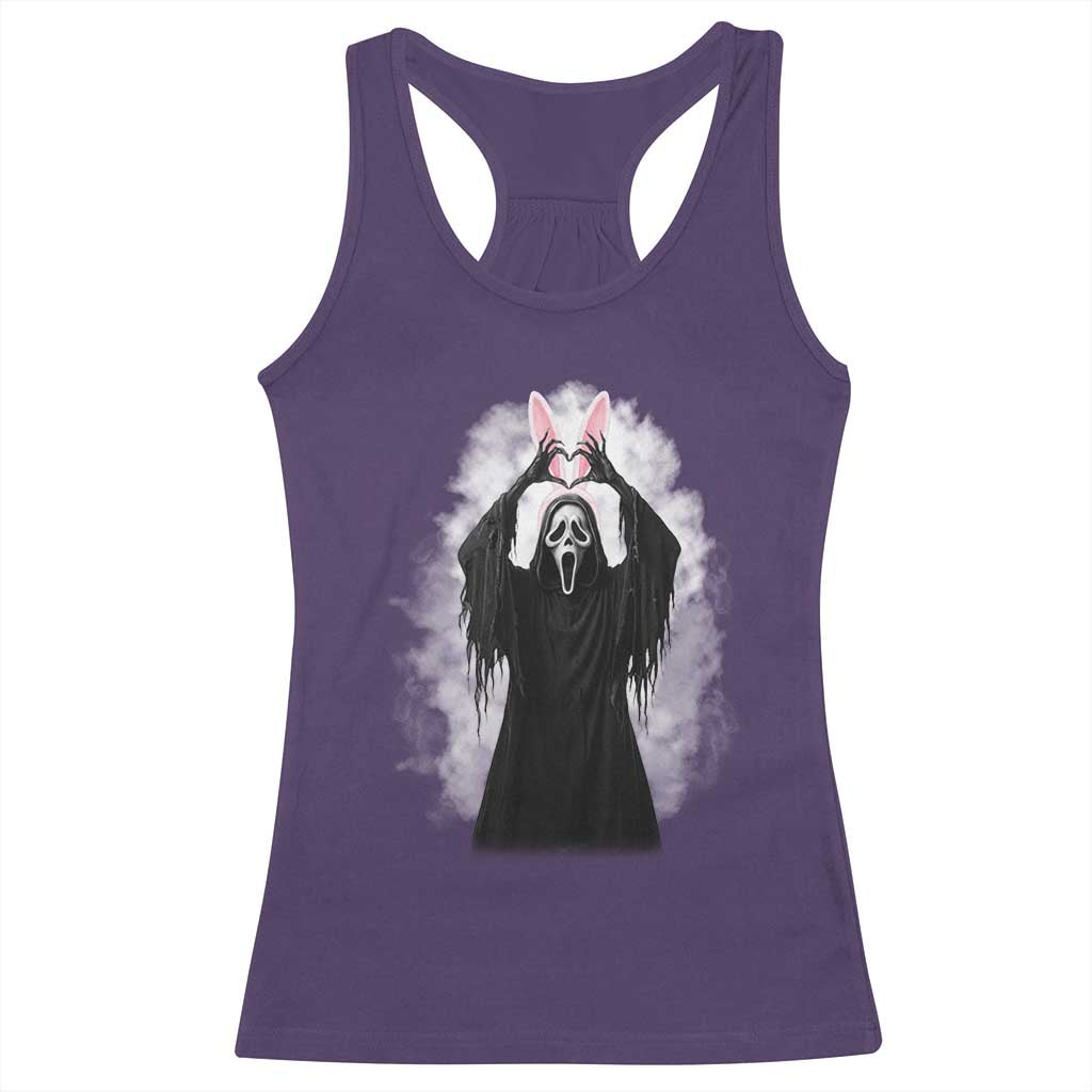 Funny Scary Bunny Face Ghost Heart Hand Sign Easter Day Racerback Tank Top TS11 Purple Print Your Wear