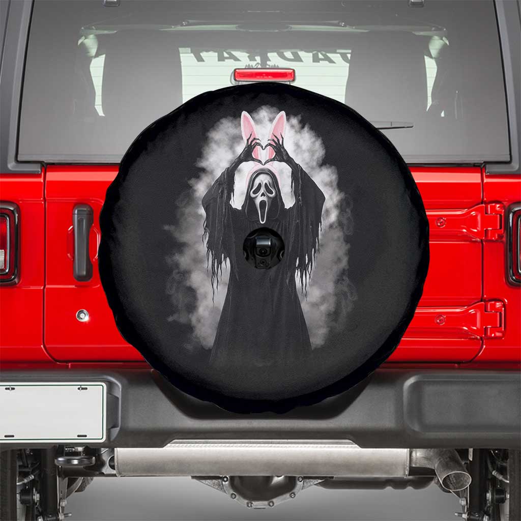 Funny Scary Bunny Face Ghost Heart Hand Sign Easter Day Spare Tire Cover TS11 Black Print Your Wear