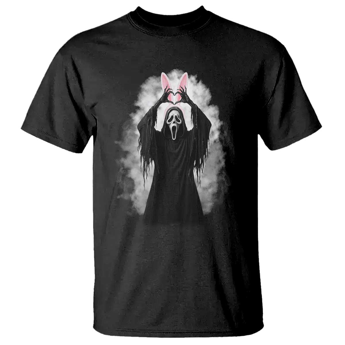 Funny Scary Bunny Face Ghost Heart Hand Sign Easter Day T Shirt TS11 Black Print Your Wear