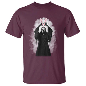 Funny Scary Bunny Face Ghost Heart Hand Sign Easter Day T Shirt TS11 Maroon Print Your Wear