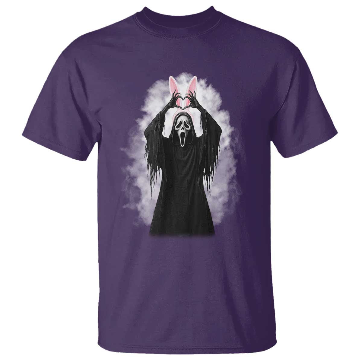 Funny Scary Bunny Face Ghost Heart Hand Sign Easter Day T Shirt TS11 Purple Print Your Wear