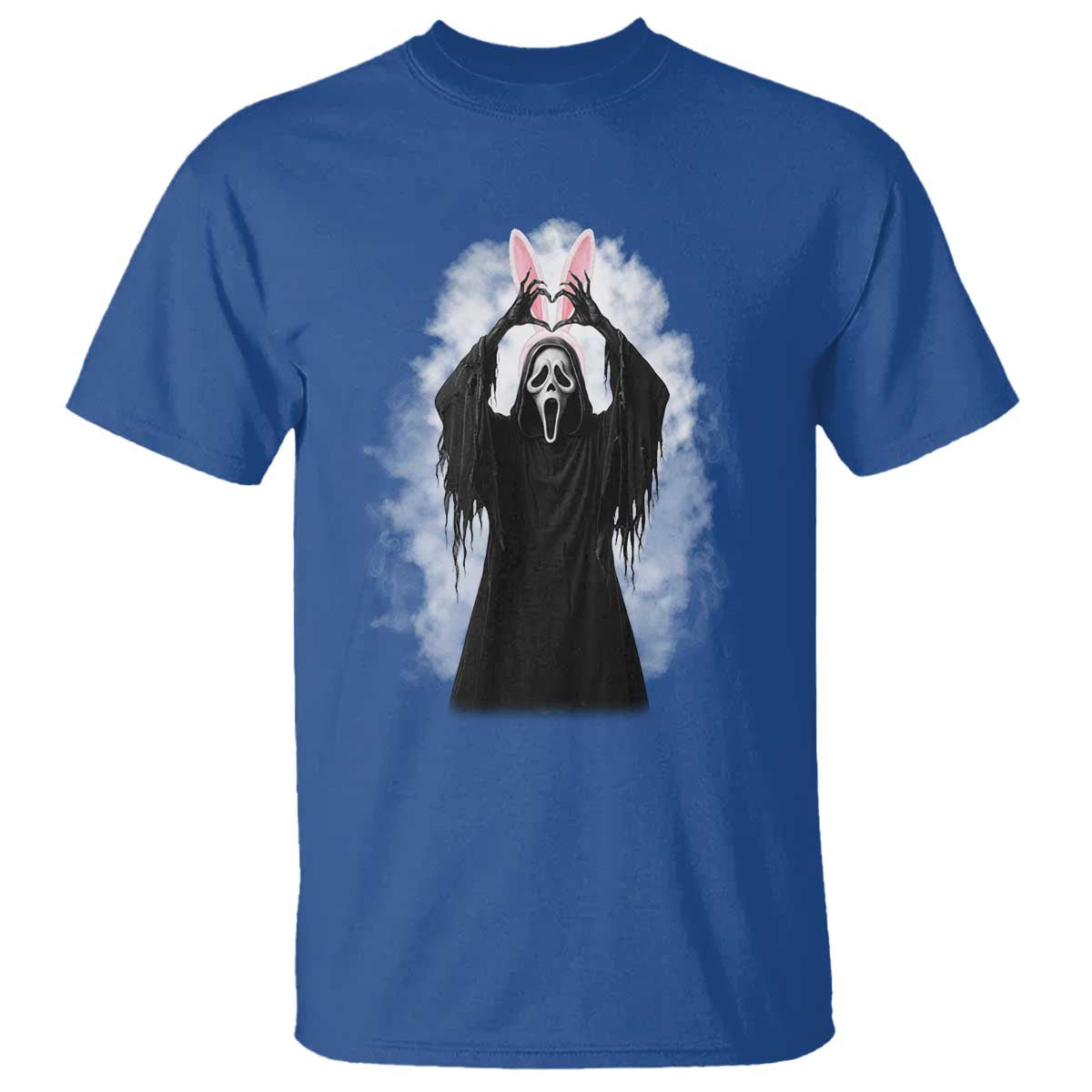 Funny Scary Bunny Face Ghost Heart Hand Sign Easter Day T Shirt TS11 Royal Blue Print Your Wear