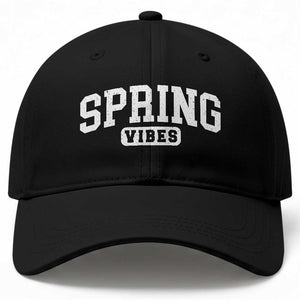 Spring Vibes Baseball Cap Spring Break Easter Day Bold Text TS11 Print Your Wear