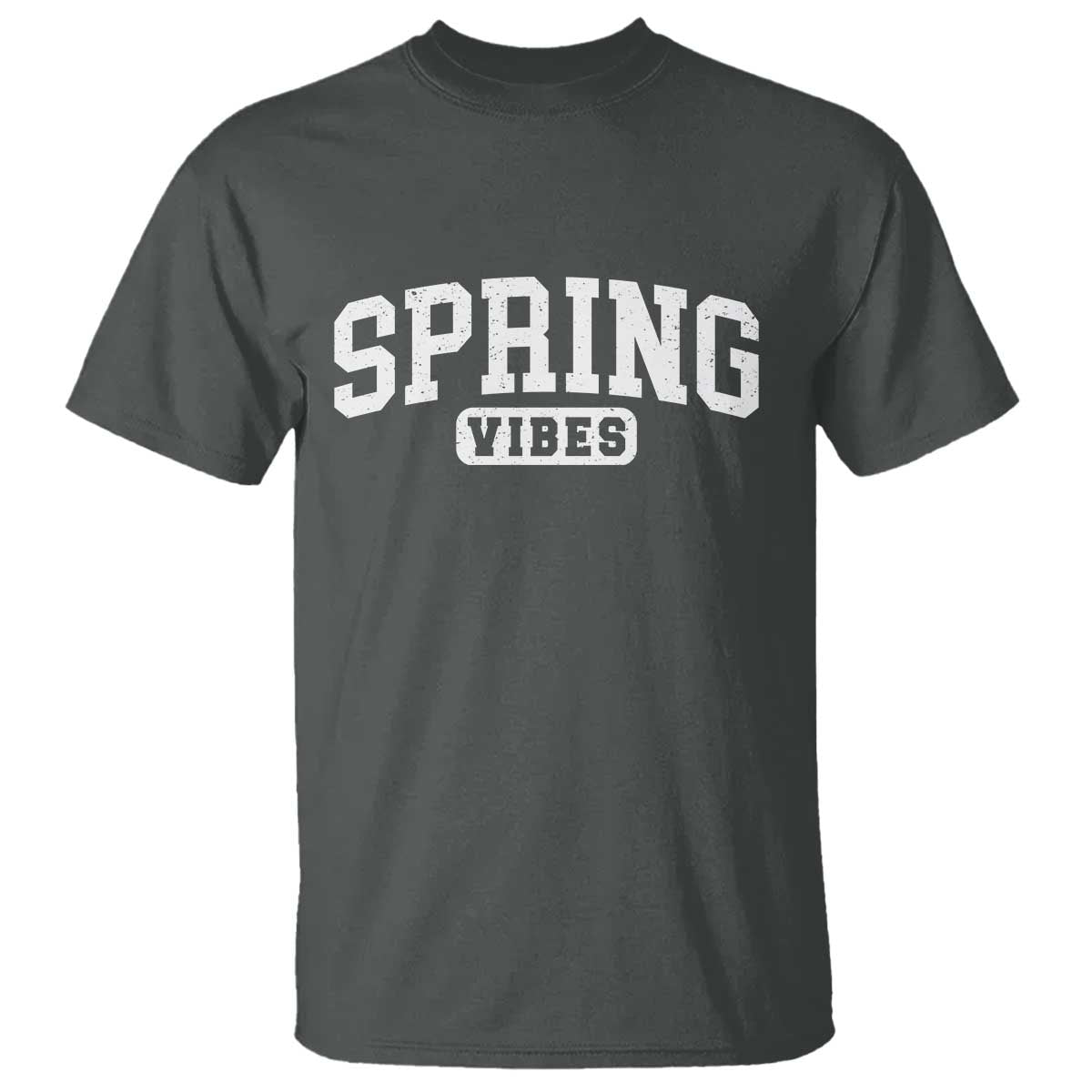 Spring Vibes T Shirt Spring Break Easter Day Bold Text TS11 Dark Heather Print Your Wear