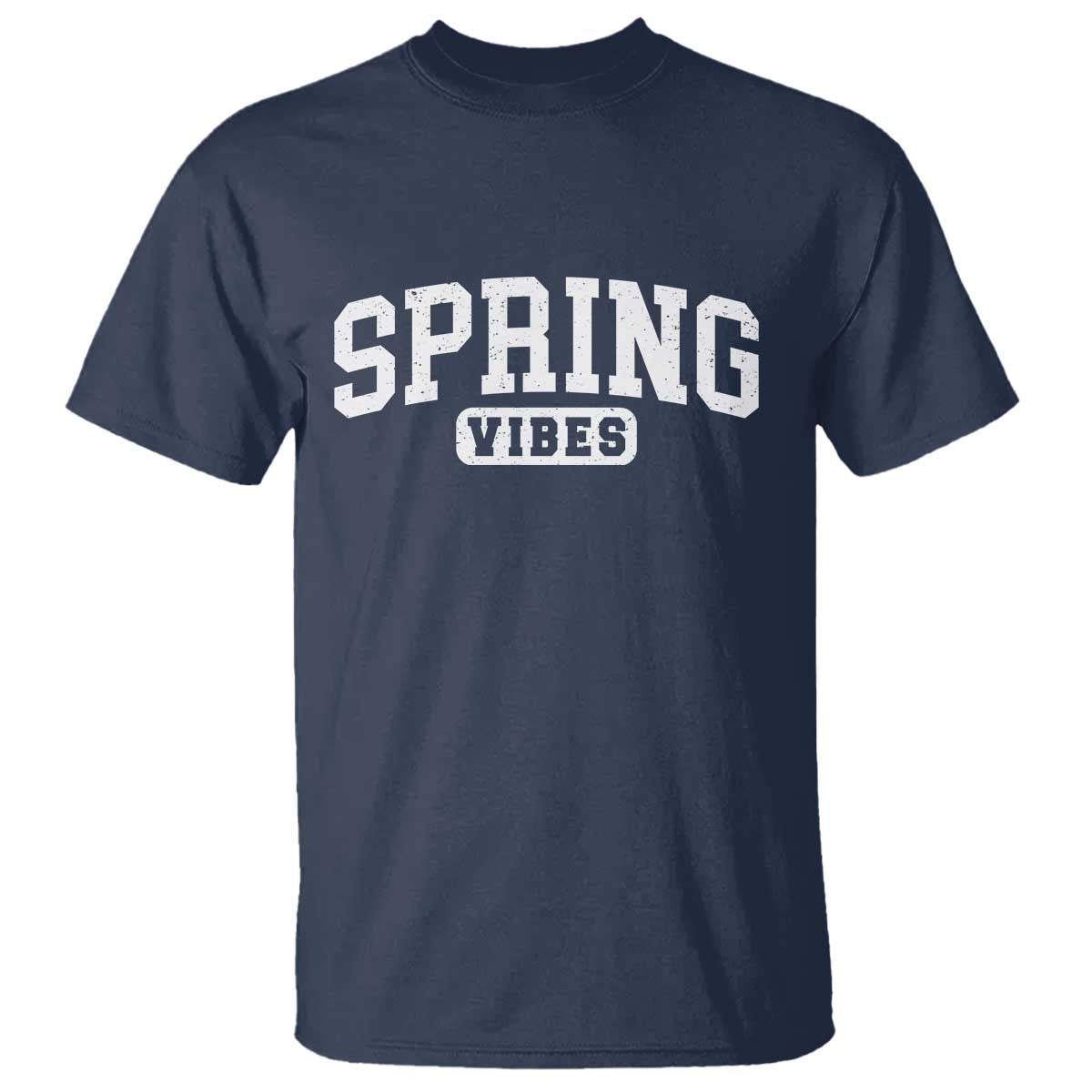 Spring Vibes T Shirt Spring Break Easter Day Bold Text TS11 Navy Print Your Wear