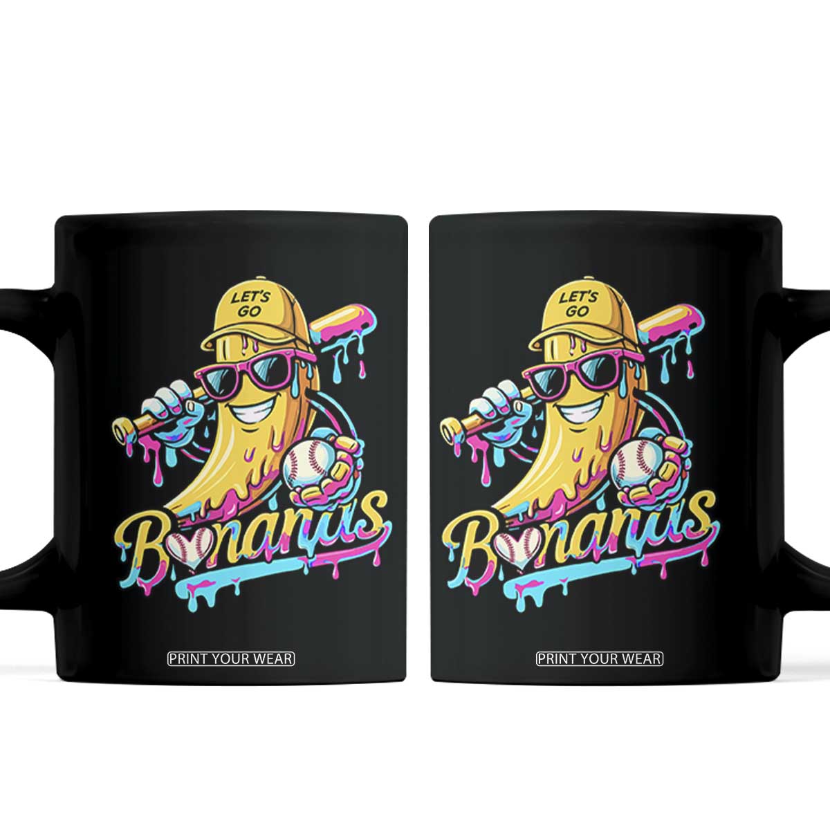 Funny Banana Baseball Drip Coffee Mug Lets Go Bananas Ice Cream Dripping Sport TS11 Black Print Your Wear