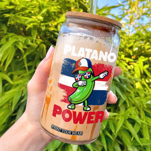 Platano Power Glass Can Funny Dominican Republic Flag Baseball TS11 Black Print Your Wear
