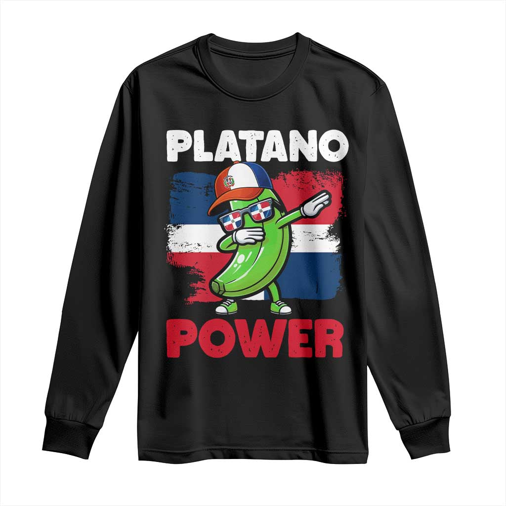Platano Power Long Sleeve Shirt Funny Dominican Republic Flag Baseball TS11 Black Print Your Wear