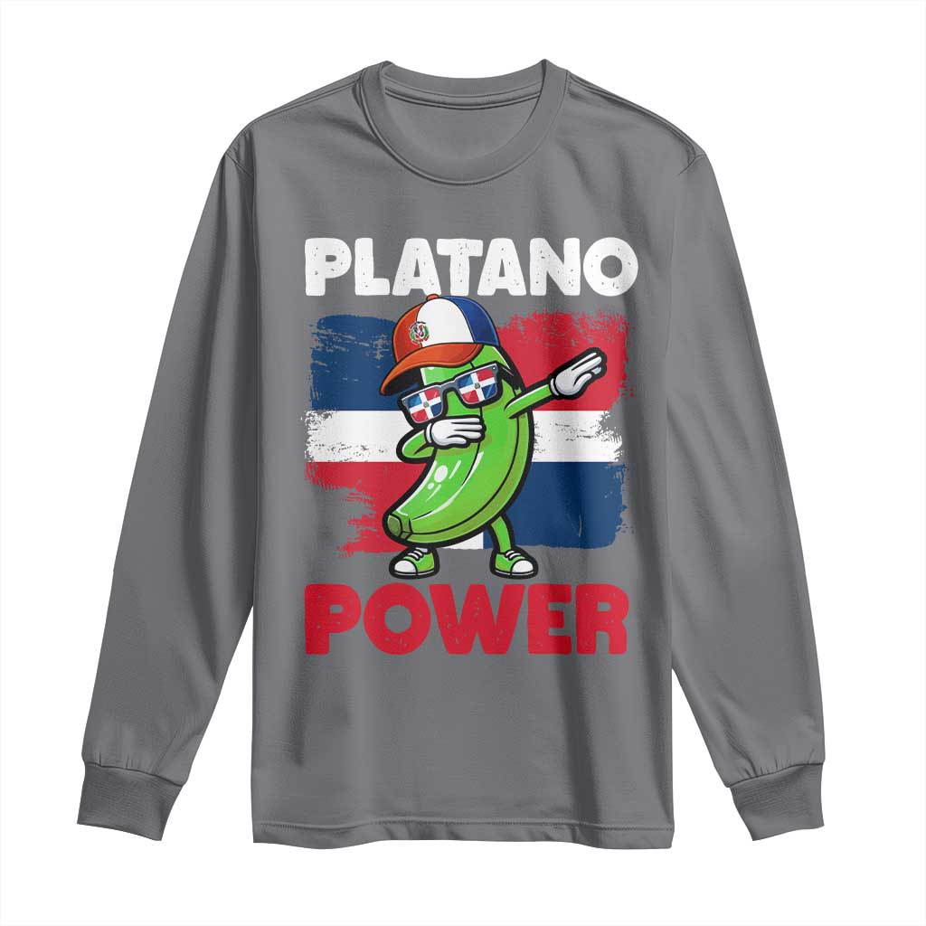 Platano Power Long Sleeve Shirt Funny Dominican Republic Flag Baseball TS11 Charcoal Print Your Wear
