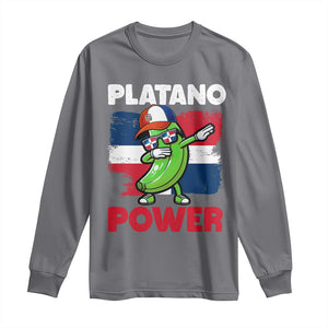 Platano Power Long Sleeve Shirt Funny Dominican Republic Flag Baseball TS11 Charcoal Print Your Wear