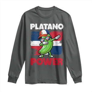 Platano Power Long Sleeve Shirt Funny Dominican Republic Flag Baseball TS11 Dark Heather Print Your Wear