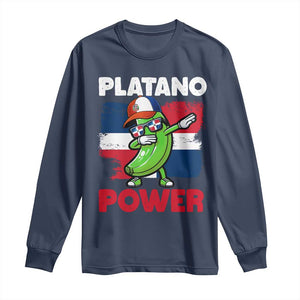 Platano Power Long Sleeve Shirt Funny Dominican Republic Flag Baseball TS11 Navy Print Your Wear