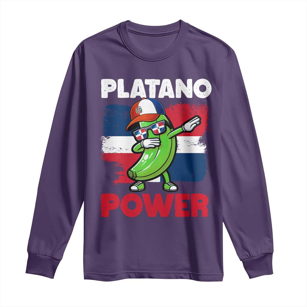 Platano Power Long Sleeve Shirt Funny Dominican Republic Flag Baseball TS11 Purple Print Your Wear