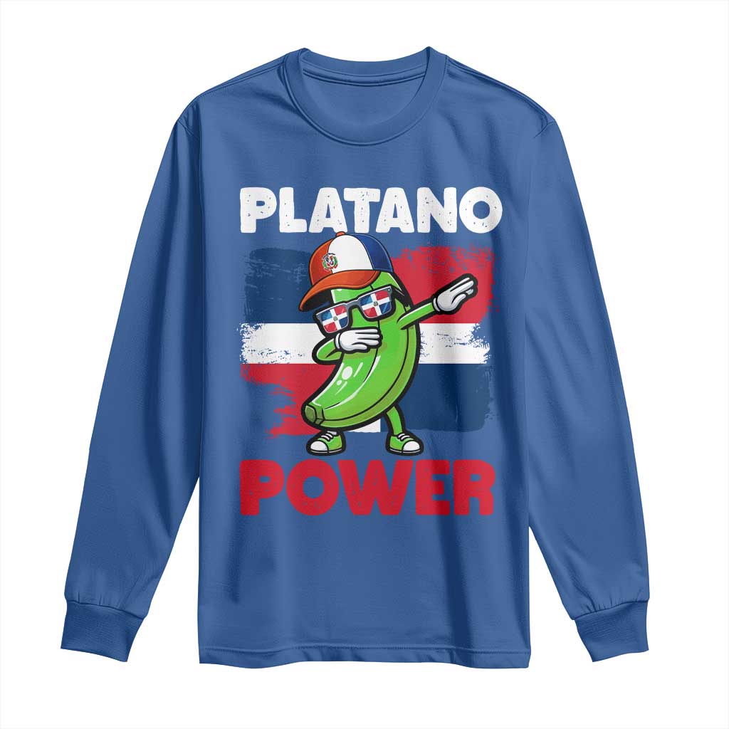 Platano Power Long Sleeve Shirt Funny Dominican Republic Flag Baseball TS11 Royal Blue Print Your Wear