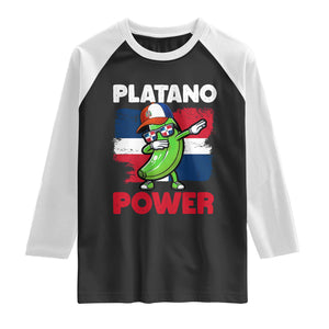 Platano Power Raglan Shirt Funny Dominican Republic Flag Baseball TS11 Black White Print Your Wear