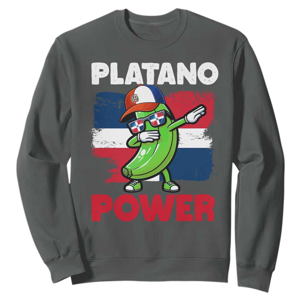Platano Power Sweatshirt Funny Dominican Republic Flag Baseball TS11 Dark Heather Print Your Wear