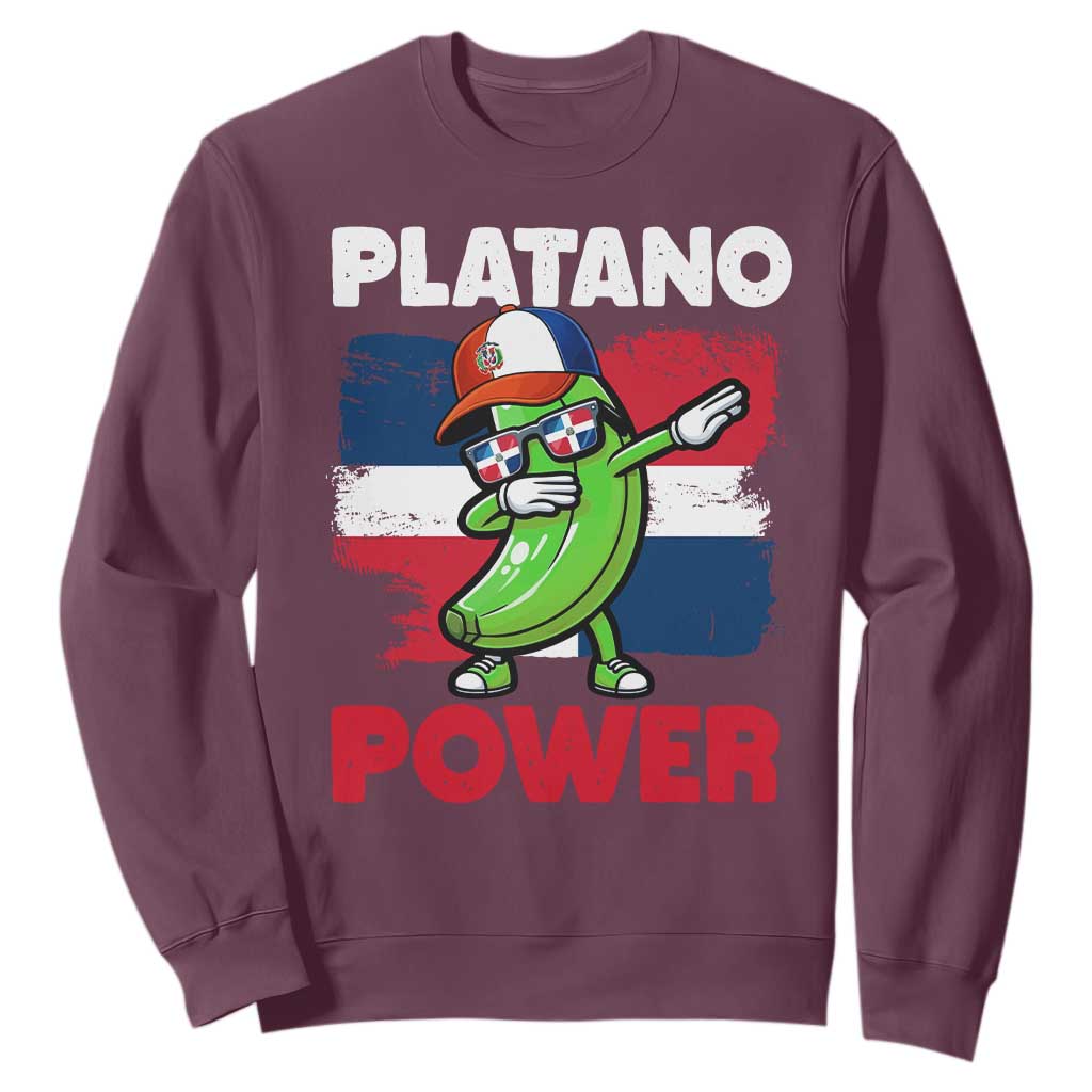 Platano Power Sweatshirt Funny Dominican Republic Flag Baseball TS11 Maroon Print Your Wear