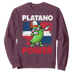 Platano Power Sweatshirt Funny Dominican Republic Flag Baseball TS11 Maroon Print Your Wear