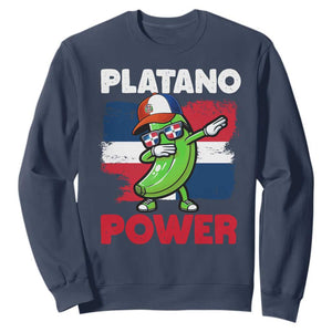 Platano Power Sweatshirt Funny Dominican Republic Flag Baseball TS11 Navy Print Your Wear