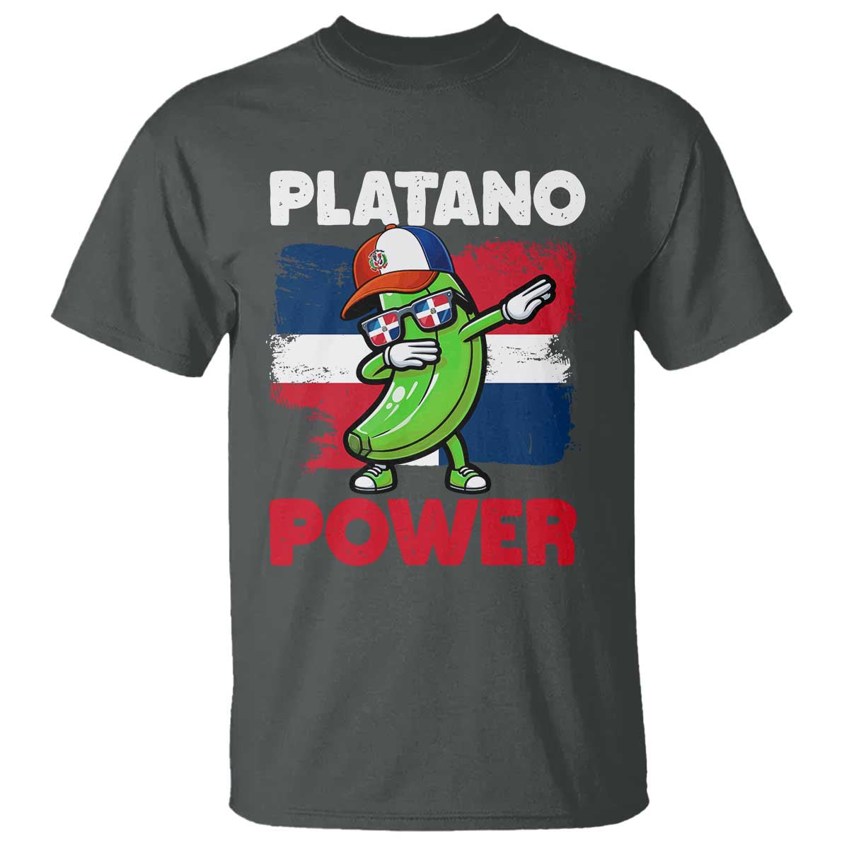 Platano Power T Shirt Funny Dominican Republic Flag Baseball TS11 Dark Heather Print Your Wear